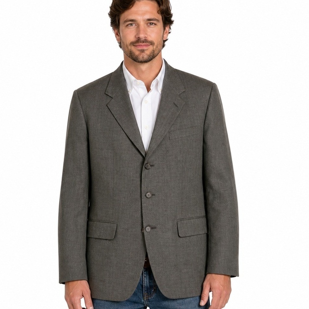 Briar Traditional Apparel Mens Gray 100% Wool 3-Button Blazer Sport Coat 42R